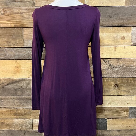 Alya Purple Long Sleeve Blouse Shark Bite bottom Size small - Picture 10 of 11